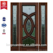 Main gate design wooden door with two sidelight solid wooden door glass design